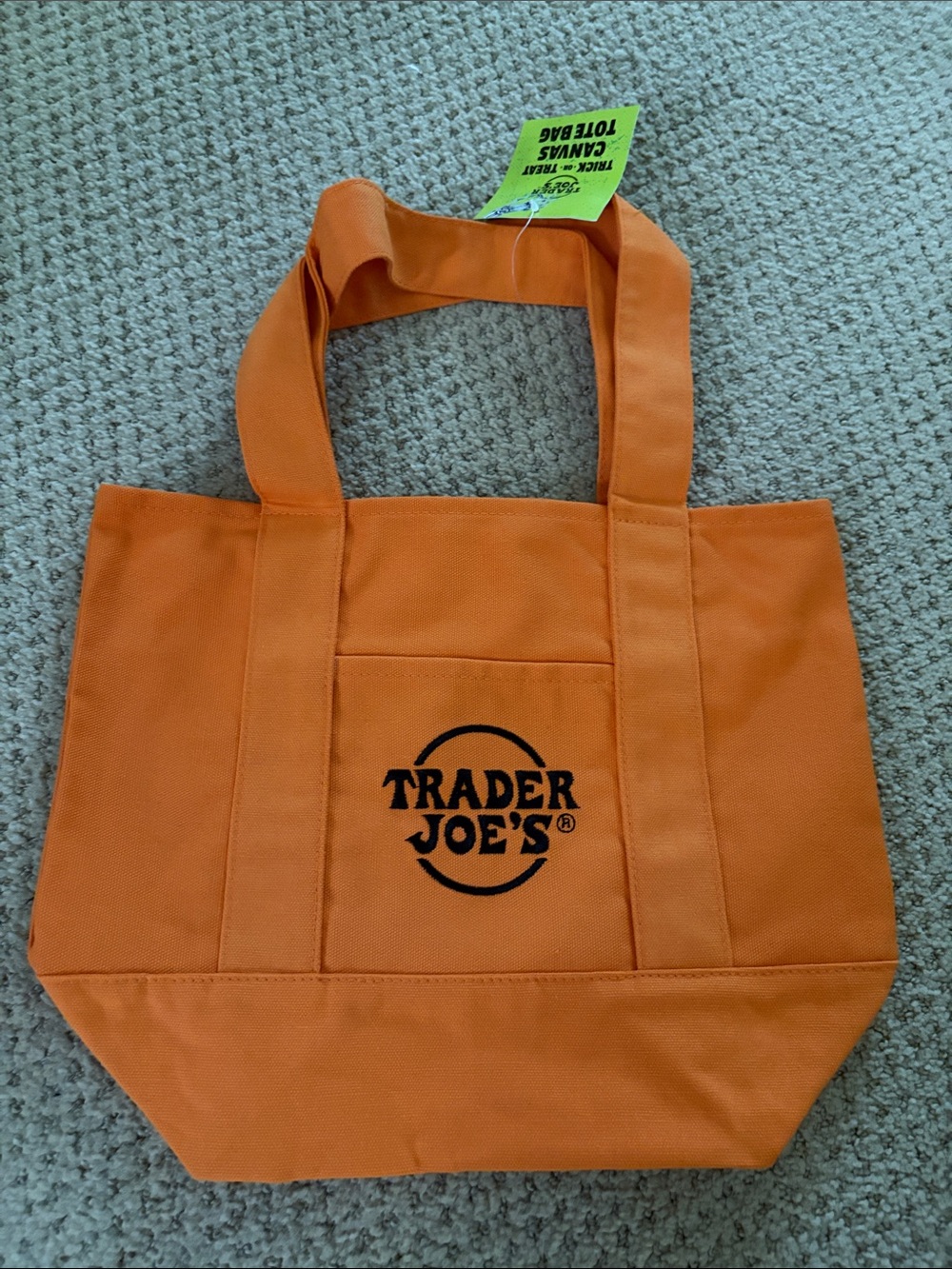 Trader Joe's Orange Canvas mini Tote Bag - Reusable Grocery & Everyday Carry
